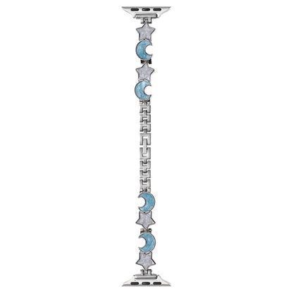 Apple Watch 49mm / 45mm / 44mm / 42mm Watch Band Zinc Alloy Strap - Silver+Blue Moon#serie_7