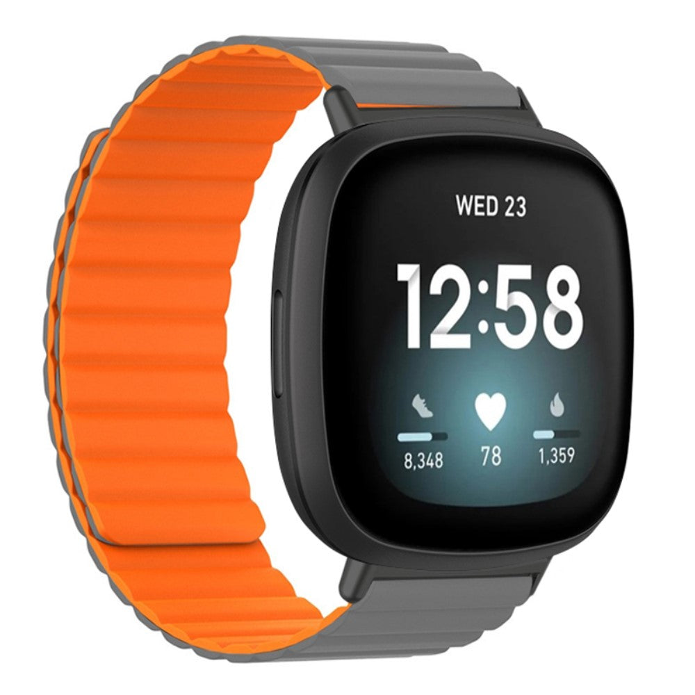 Fitbit Versa 3 / 4 / Fitbit Sense / Sense 2 Flexible Watch Band Magnetic Strap Replacement - Grey+Orange#serie_6