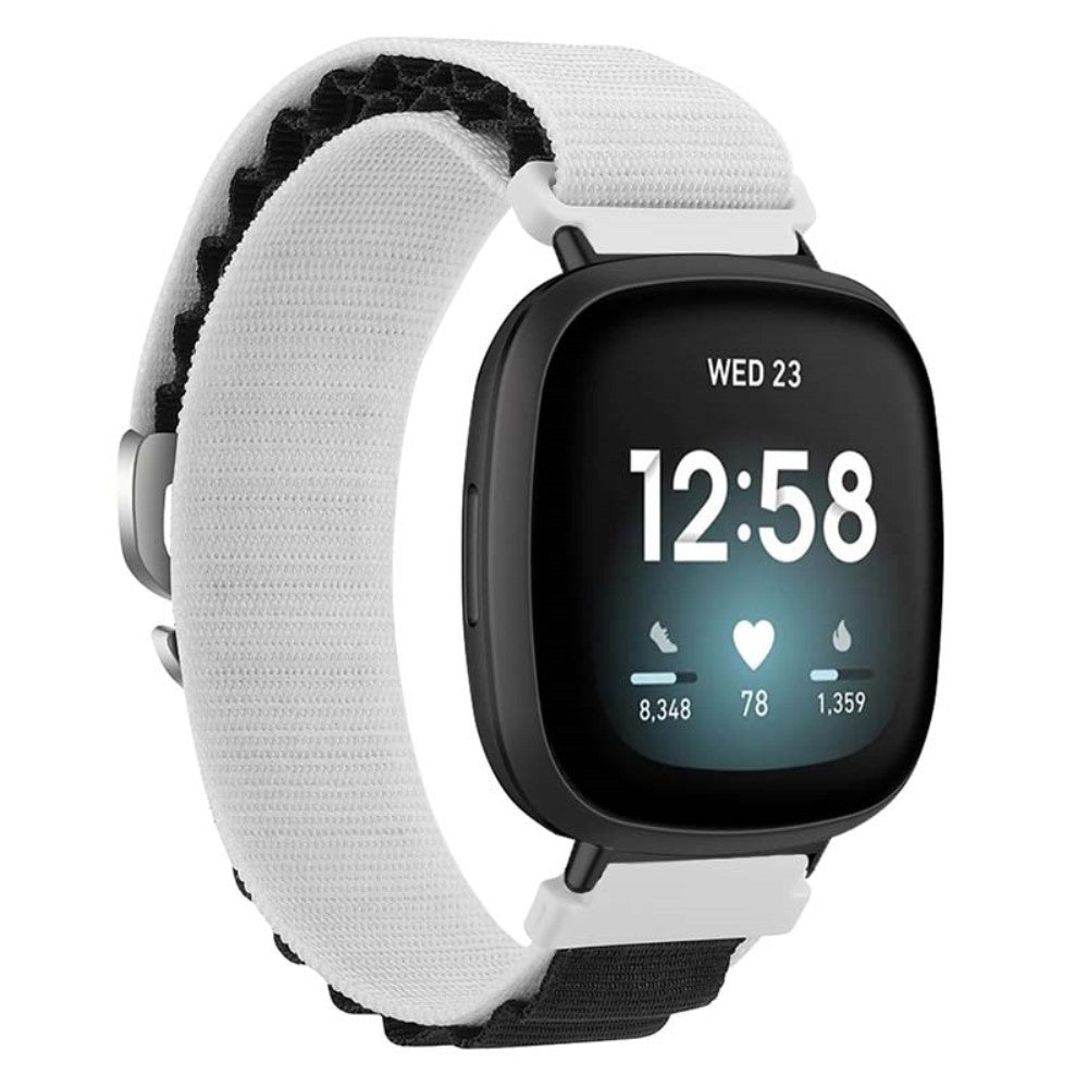 Fitbit Versa 4 / Versa 3 / Sense 2 / Sense Watch Band Nylon Adjustable Wrist Strap - White+Black#serie_10