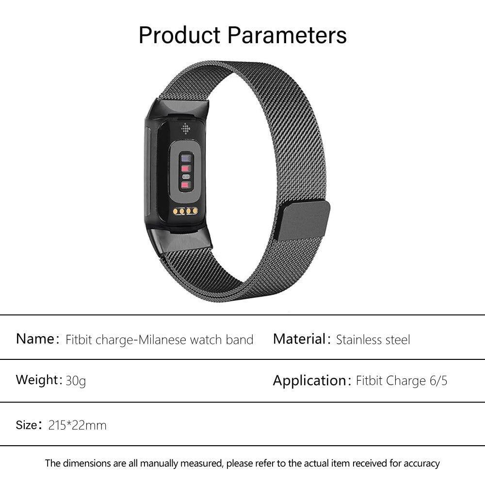 Godt Metal Universal Rem passer til Fitbit Charge 5 / Fitbit Charge 6 - Sort#serie_1