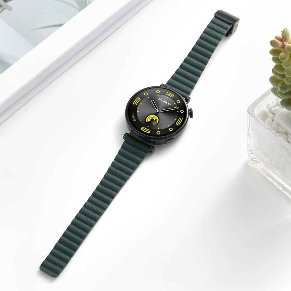 Super Elegant Ægte Læder Universal Rem passer til Smartwatch - Grøn#serie_8