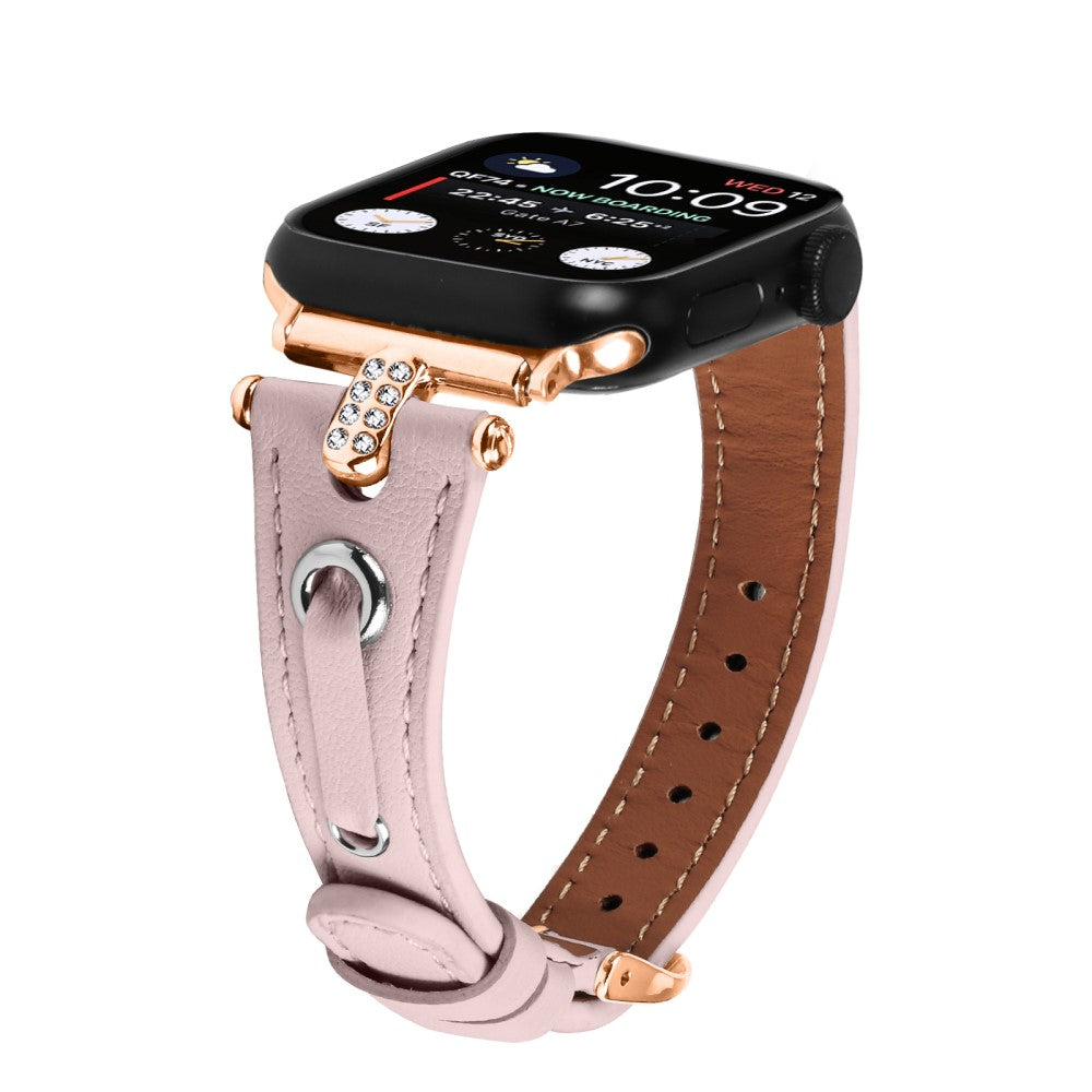 Super Flot Ægte Læder Universal Rem passer til Apple Smartwatch - Pink#serie_2