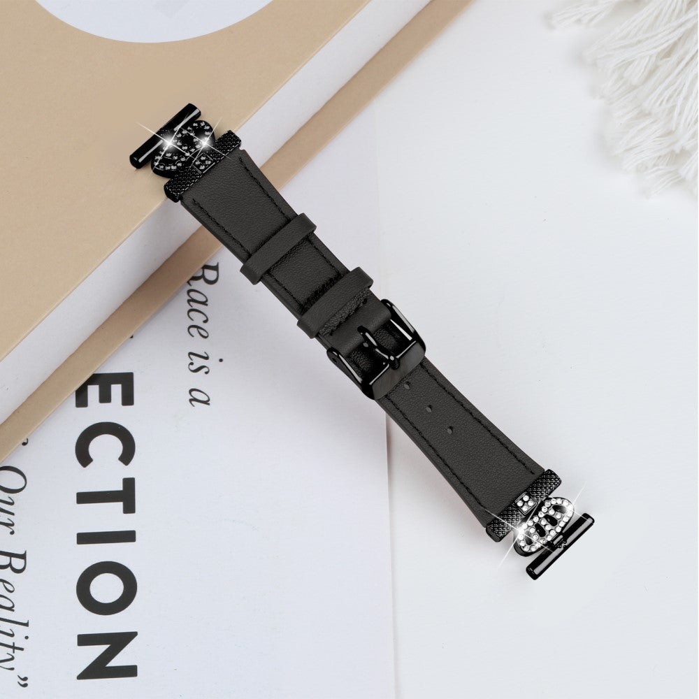 Misfit Vapor Cowhide Watch Band Crown Shape Connector Replacement Strap - Black#serie_3