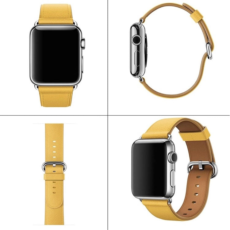 Apple Watch 49mm / 45mm / 44mm / 42mm Genuine Cow Leather Watch Strap - Yellow#serie_3