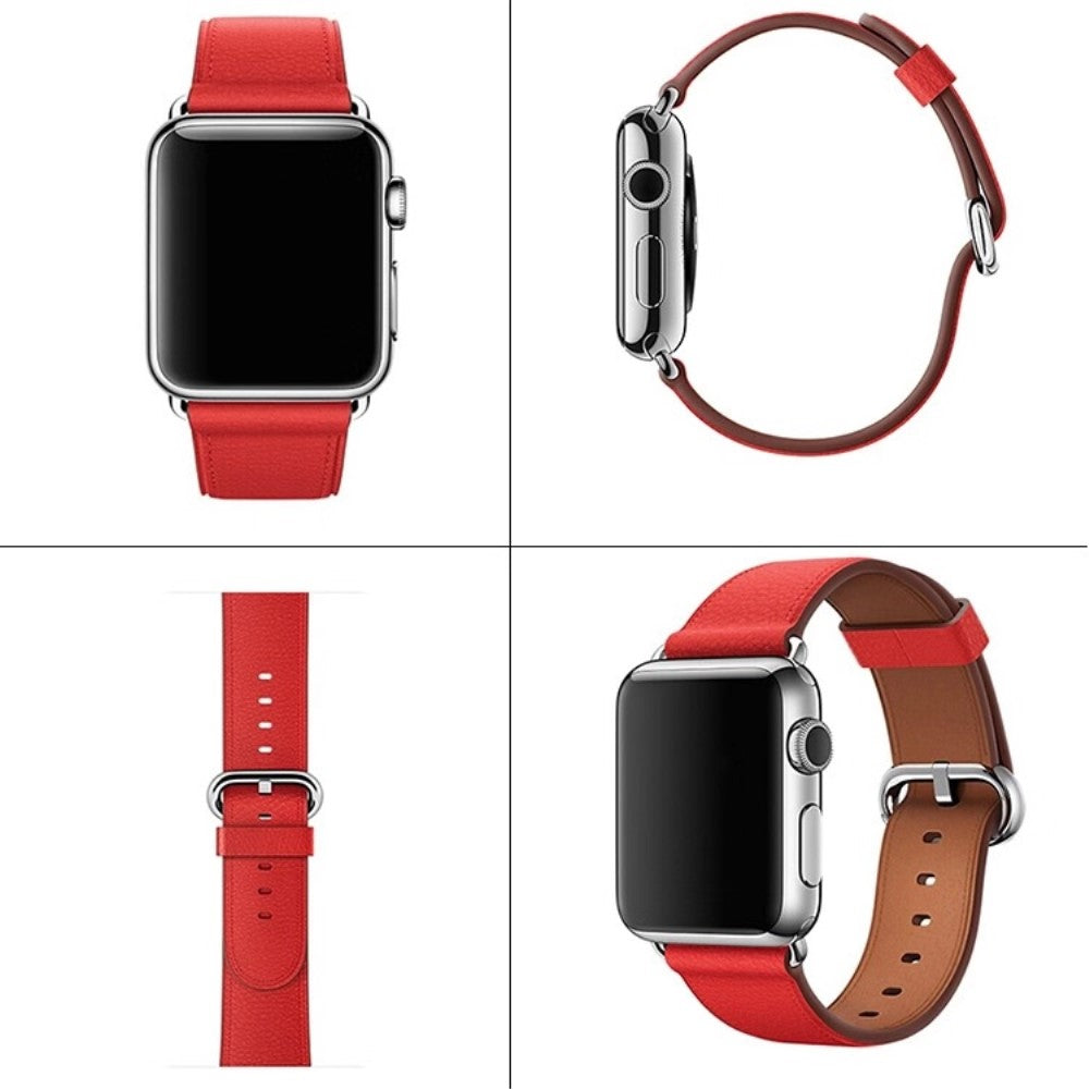 Apple Watch 49mm / 45mm / 44mm / 42mm Genuine Cow Leather Watch Strap - Red#serie_7