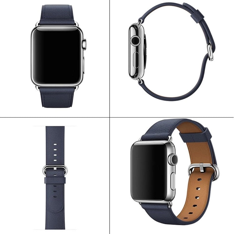 Apple Watch 49mm / 45mm / 44mm / 42mm Genuine Cow Leather Watch Strap - Navy Blue#serie_8