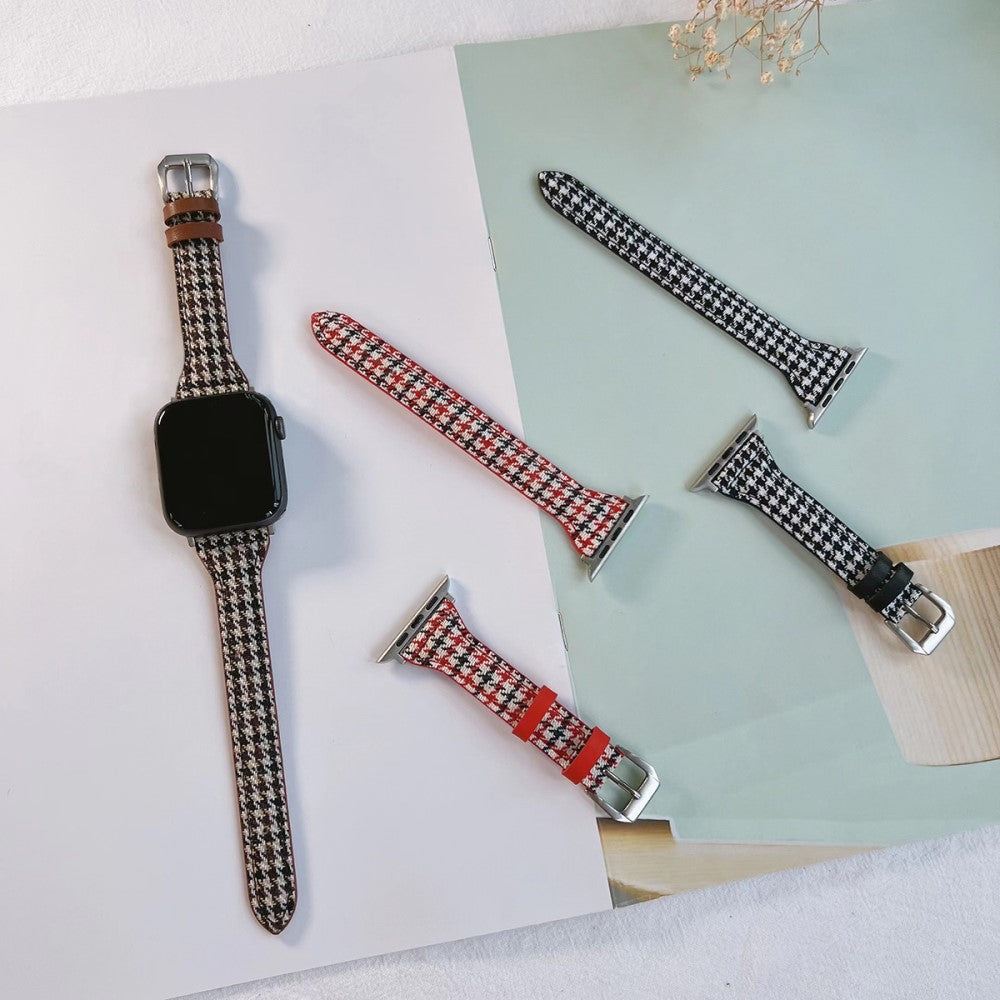 Stilren Ægte Læder Universal Rem passer til Apple Smartwatch - Rød#serie_4