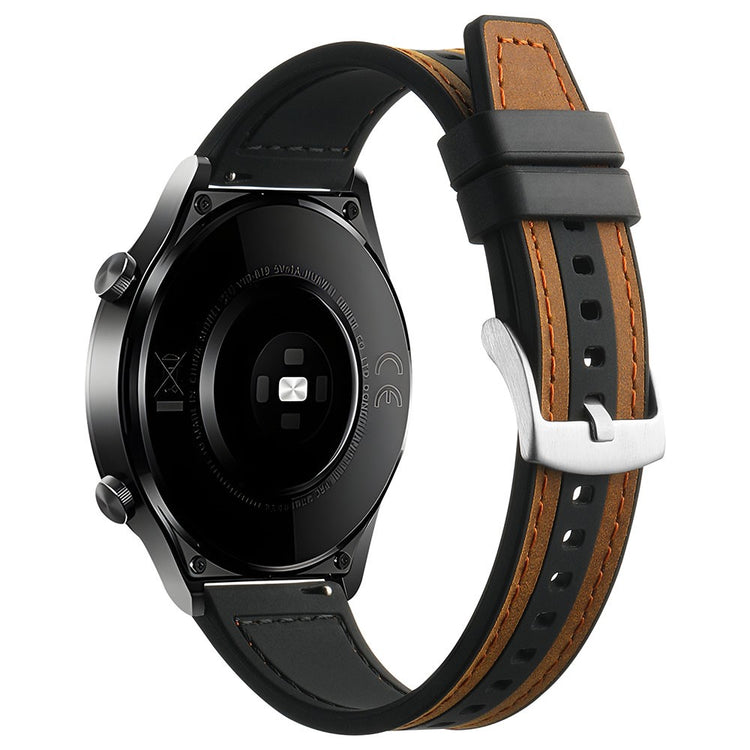 Smuk Ægte Læder Og Silikone Universal Rem passer til Smartwatch - Brun#serie_5