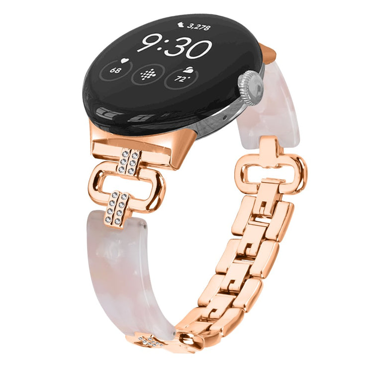 Nydelig Metal, Plastik Og Rhinsten Rem passer til Google Pixel Watch - Pink#serie_4