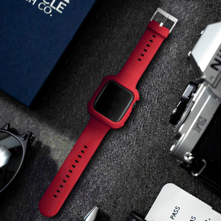 Skøn Silikone Universal Rem passer til Apple Smartwatch - Rød#serie_3