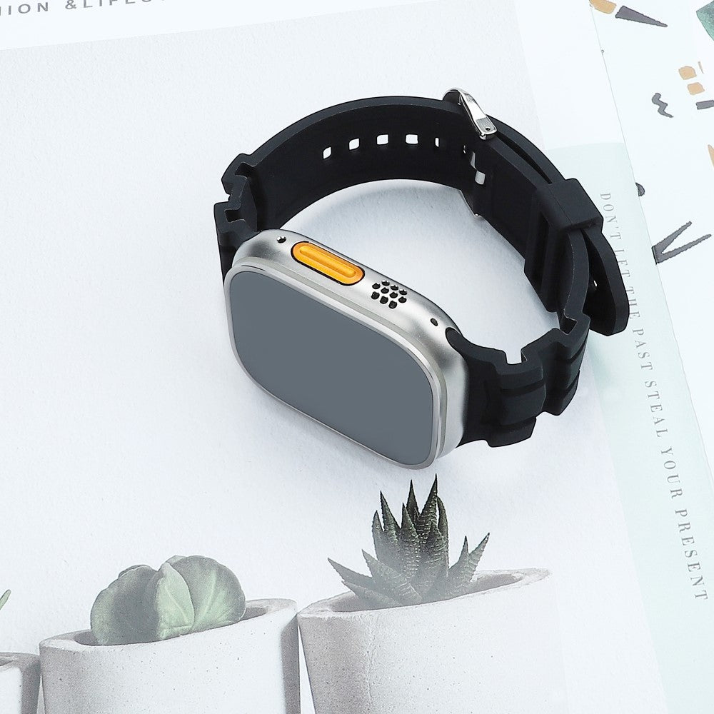 Mega Hårdfør Silikone Universal Rem passer til Apple Smartwatch - Sort#serie_3