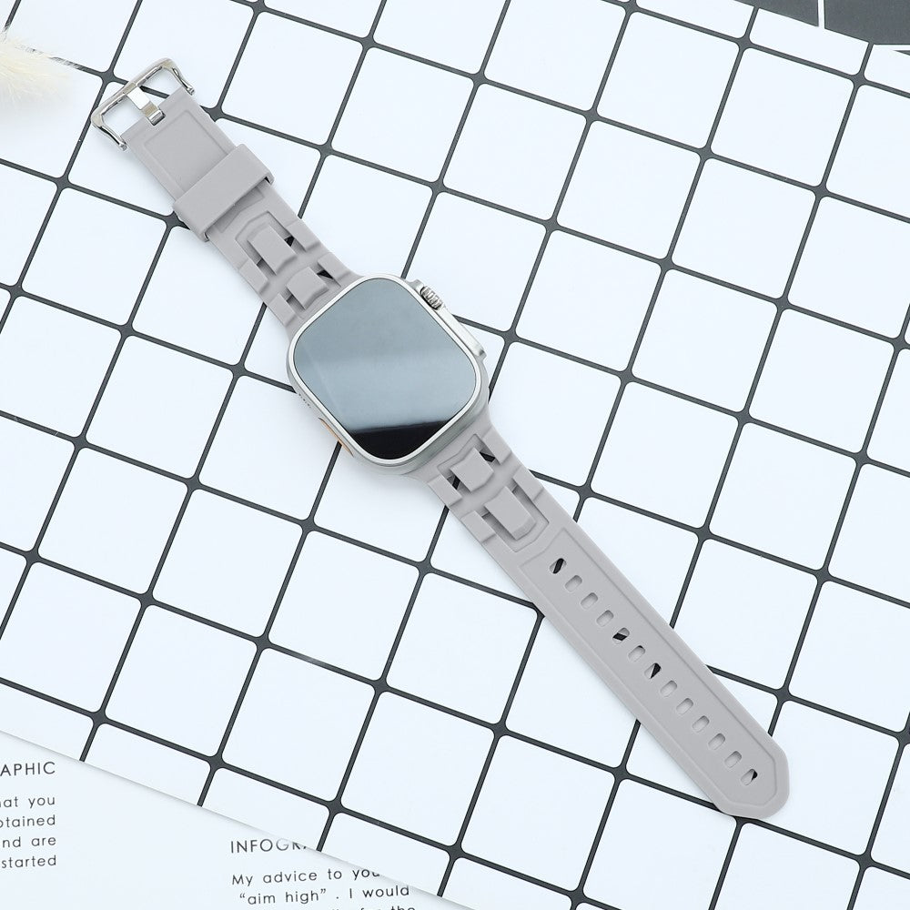 Mega Hårdfør Silikone Universal Rem passer til Apple Smartwatch - Sølv#serie_9
