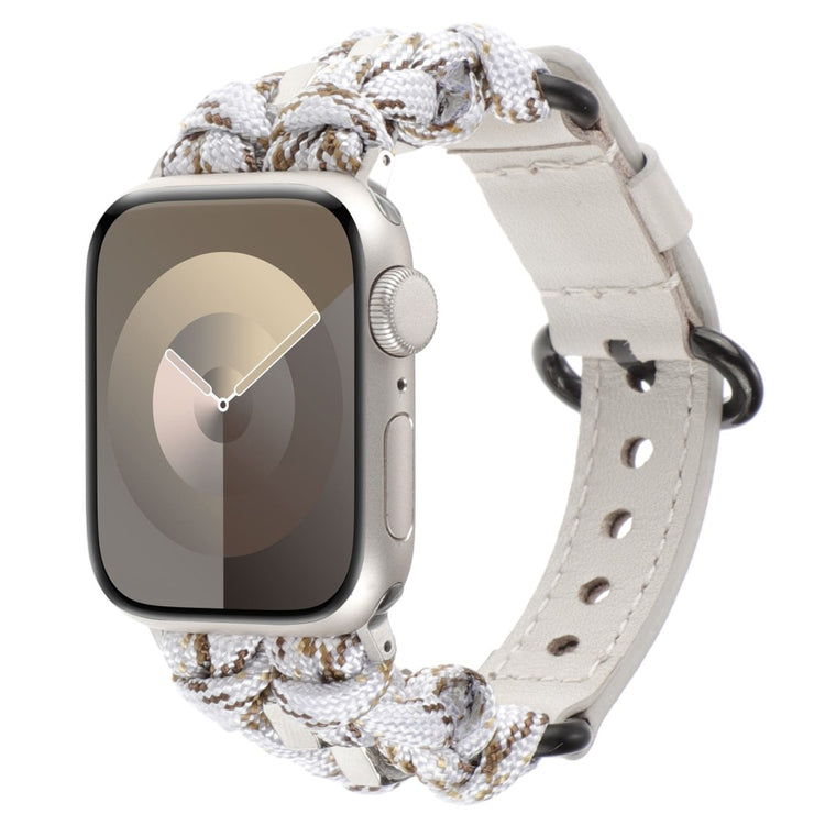 Stilren Ægte Læder Og Nylon Universal Rem passer til Apple Smartwatch - Hvid#serie_2