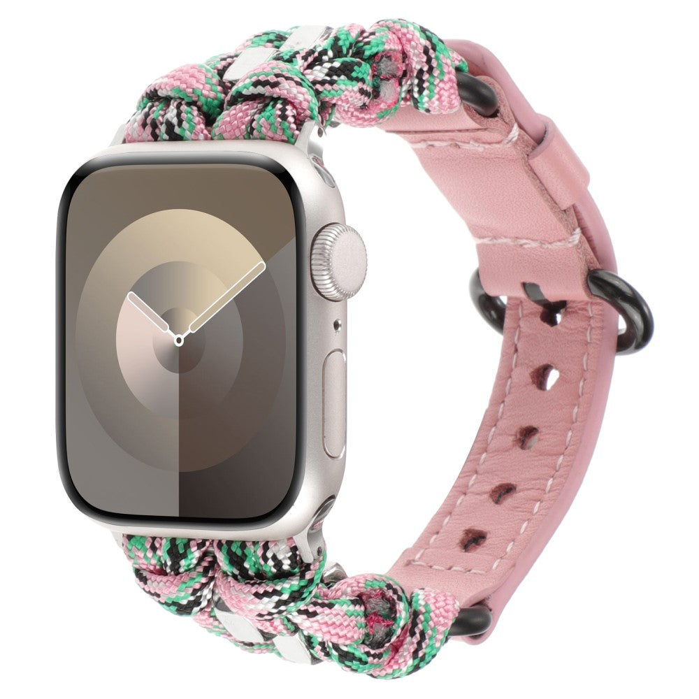 Stilren Ægte Læder Og Nylon Universal Rem passer til Apple Smartwatch - Pink#serie_4