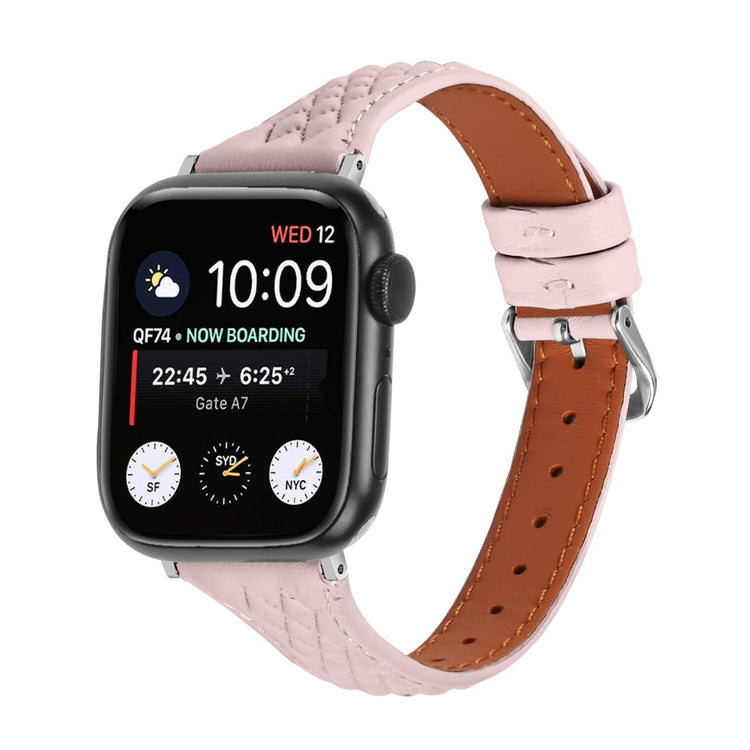 Rigtigt Flot Ægte Læder Universal Rem passer til Apple Smartwatch - Pink#serie_2