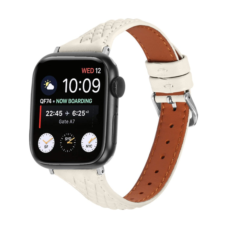 Rigtigt Flot Ægte Læder Universal Rem passer til Apple Smartwatch - Hvid#serie_4