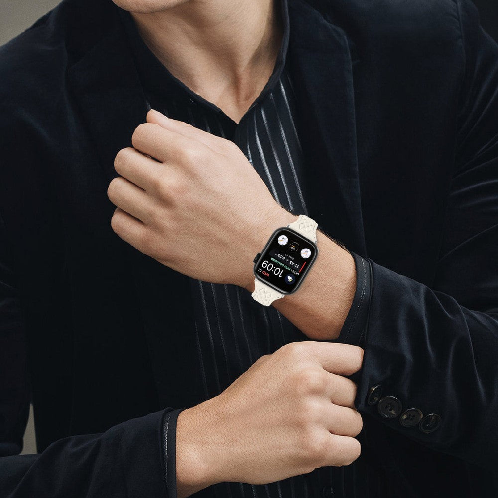 Rigtigt Flot Ægte Læder Universal Rem passer til Apple Smartwatch - Hvid#serie_4
