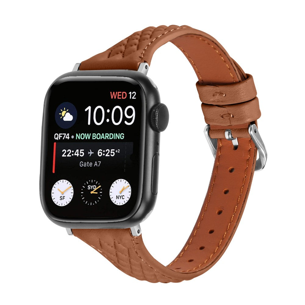 Rigtigt Flot Ægte Læder Universal Rem passer til Apple Smartwatch - Brun#serie_5