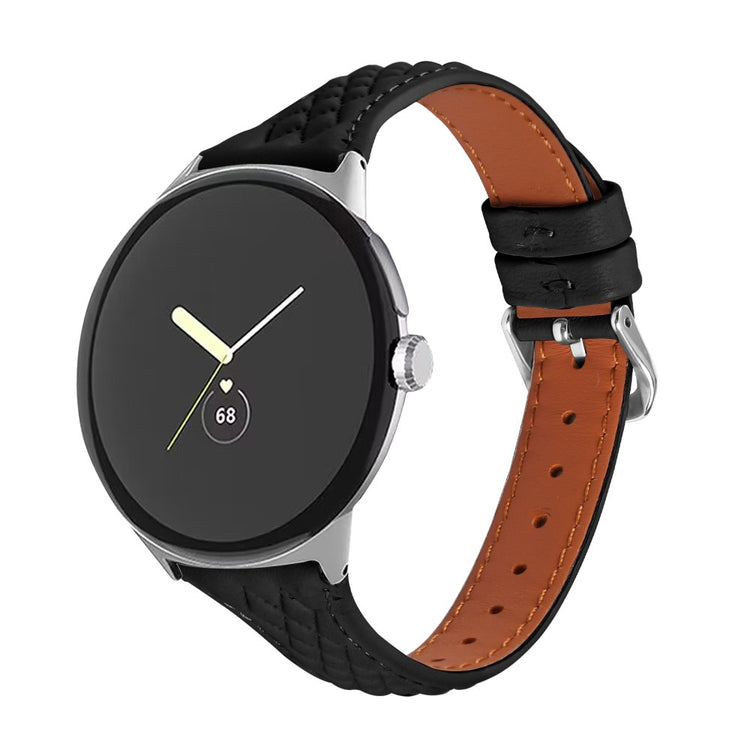 Ægte Læder Universal Rem passer til Google Pixel Watch / Google Pixel Watch 2 - Sort#serie_3