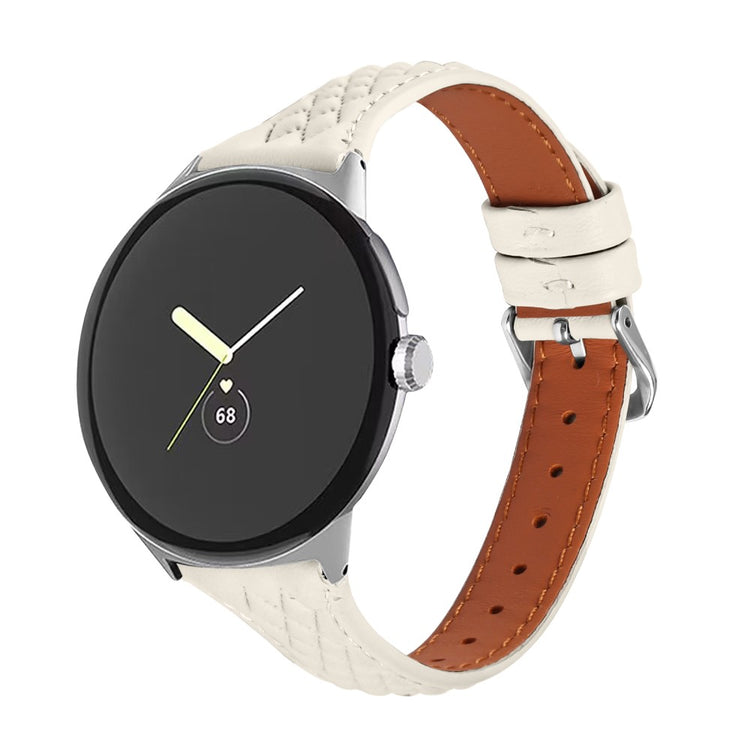 Ægte Læder Universal Rem passer til Google Pixel Watch / Google Pixel Watch 2 - Hvid#serie_4