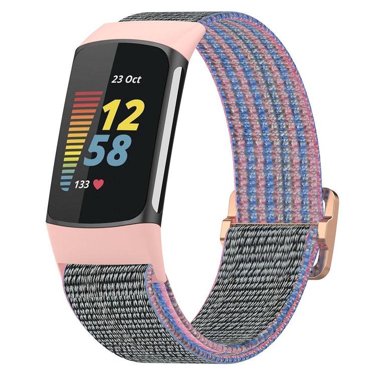 Fed Nylon Universal Rem passer til Fitbit Charge 5 / Fitbit Charge 6 - Pink#serie_2