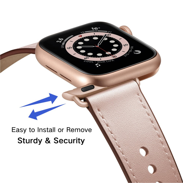 Meget Sejt Ægte Læder Universal Rem passer til Apple Smartwatch - Pink#serie_2