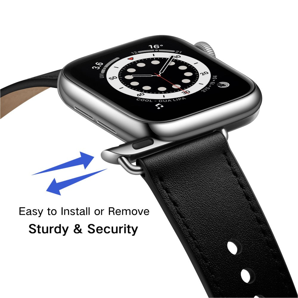 Meget Sejt Ægte Læder Universal Rem passer til Apple Smartwatch - Sort#serie_5
