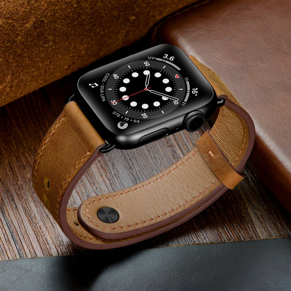 Meget Sejt Ægte Læder Universal Rem passer til Apple Smartwatch - Brun#serie_6