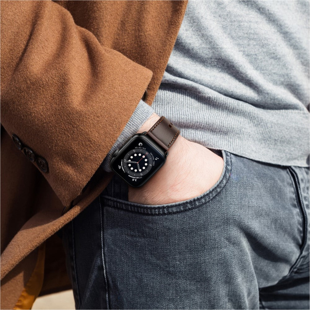 Meget Sejt Ægte Læder Universal Rem passer til Apple Smartwatch - Brun#serie_8