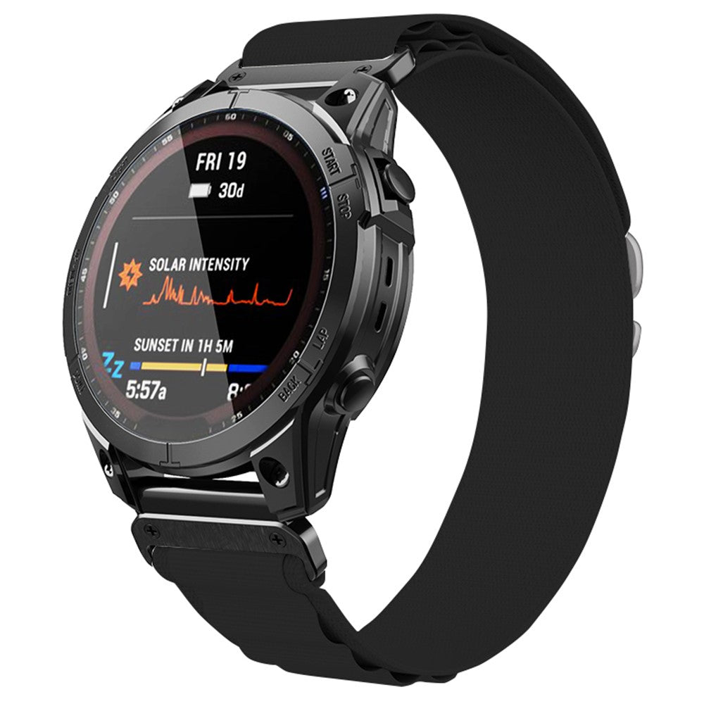 Meget Hårdfør Nylon Universal Rem passer til Garmin Smartwatch - Sort#serie_1