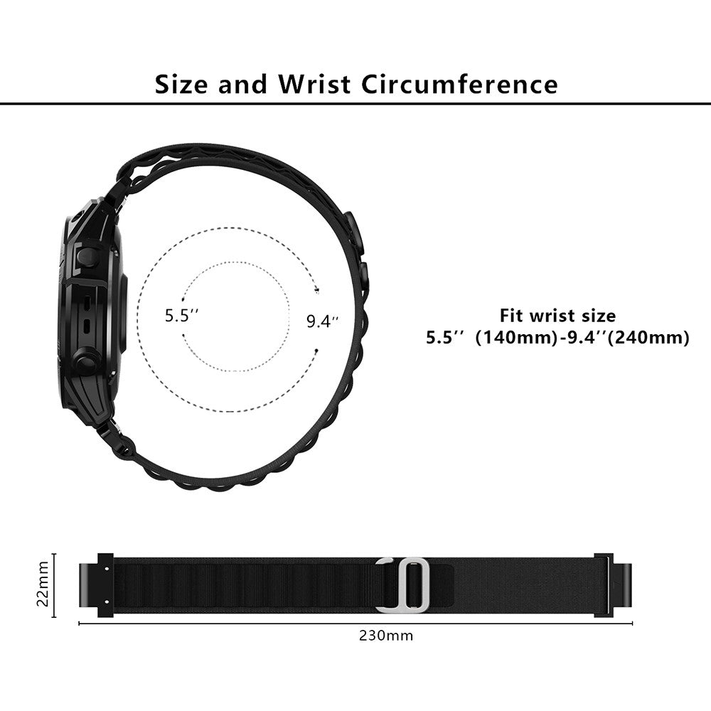 Meget Hårdfør Nylon Universal Rem passer til Garmin Smartwatch - Sølv#serie_11