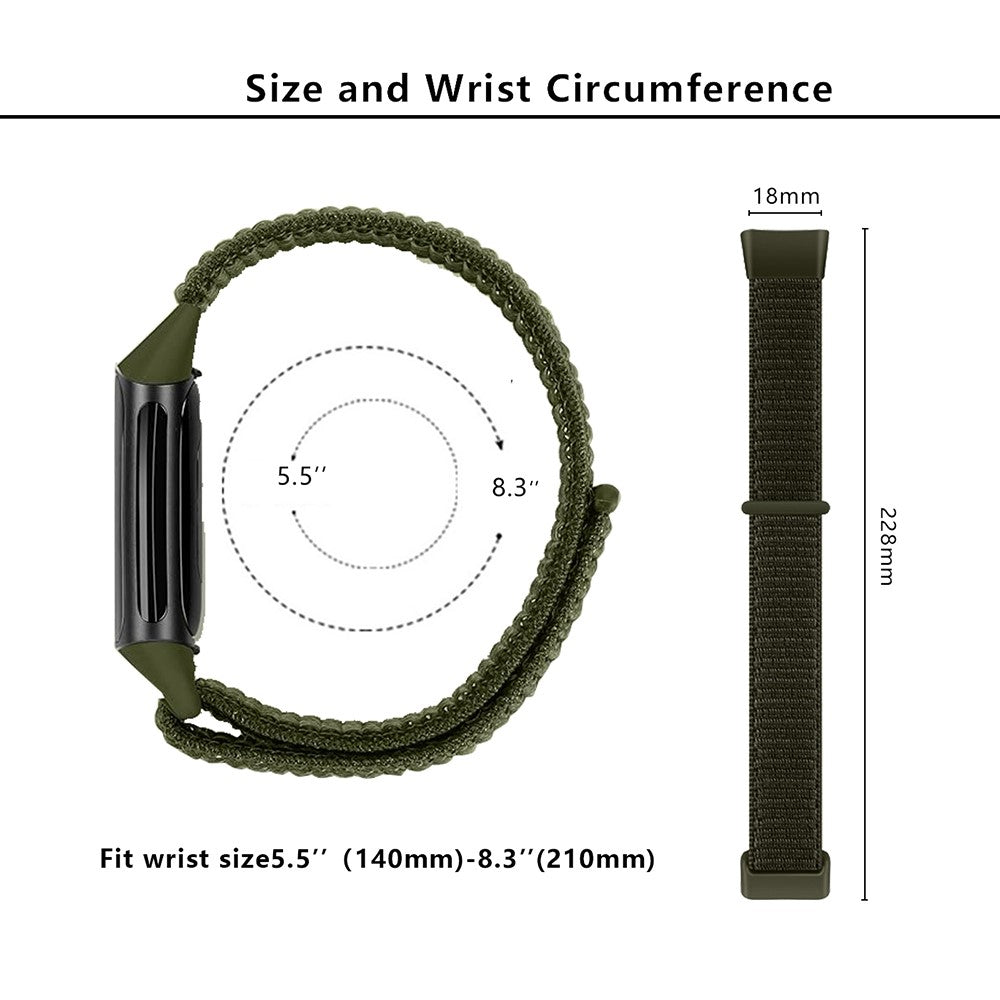 Sejt Nylon Universal Rem passer til Fitbit Charge 3 / Fitbit Charge 4 - Grøn#serie_6