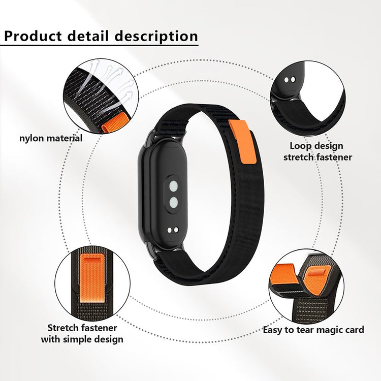 Helt Vildt Flot Nylon Rem passer til Xiaomi Smart Band 8 - Hvid#serie_8