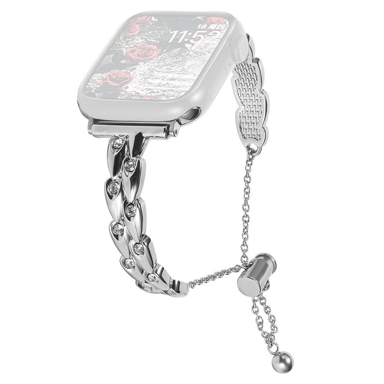 Tough Apple Smartwatch Metal And Rhinestone Universel Strap - Silver#serie_2