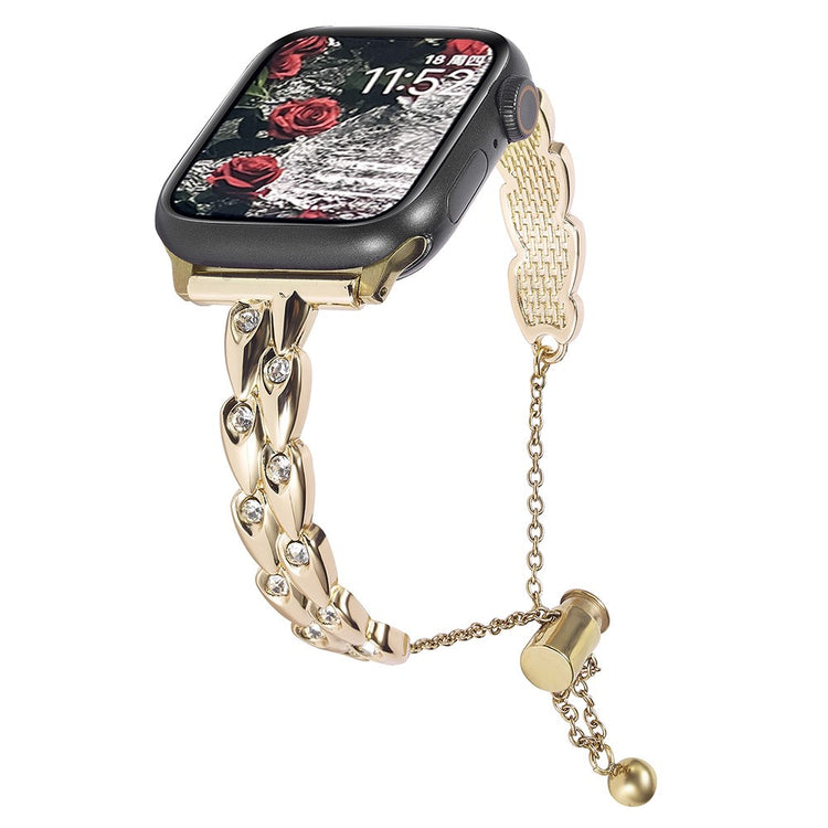 Tough Apple Smartwatch Metal And Rhinestone Universel Strap - Gold#serie_4