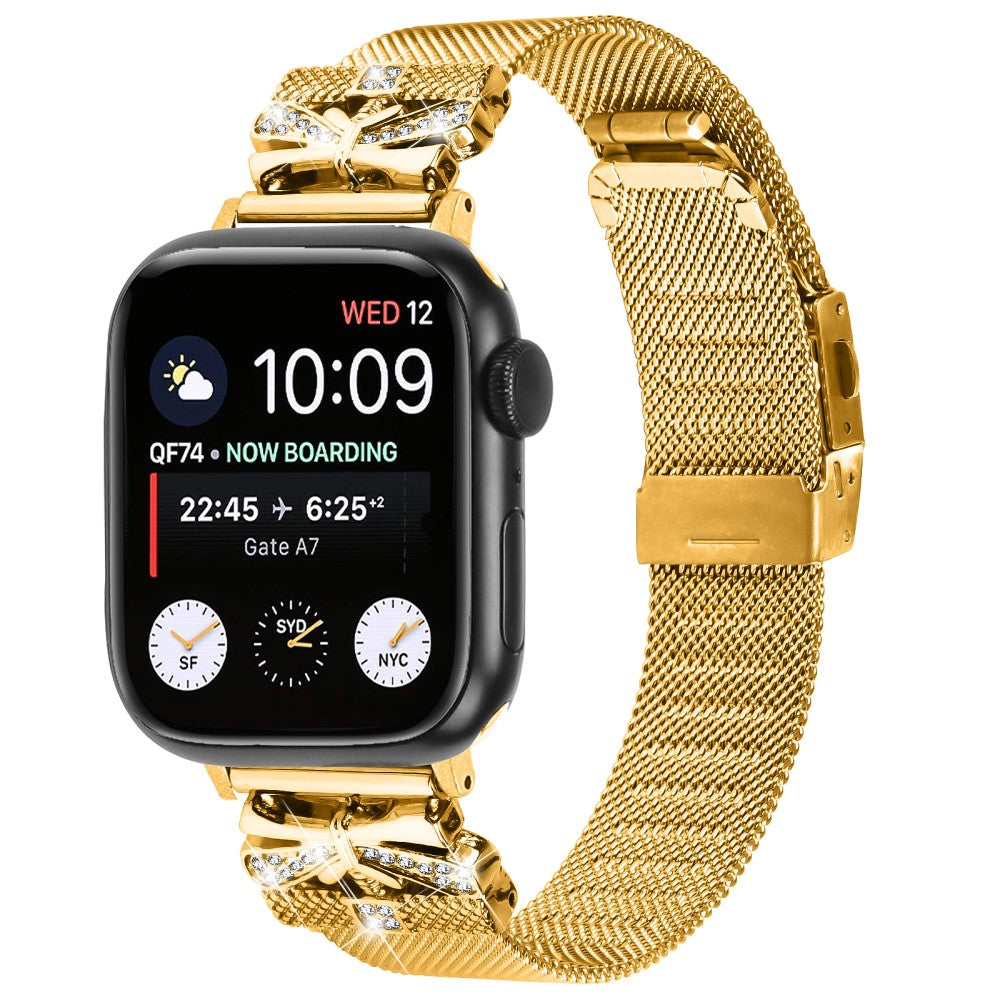 Great Apple Smartwatch Metal And Rhinestone Universel Strap - Gold#serie_1