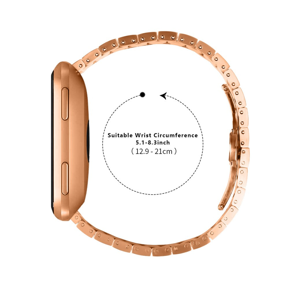 Fitbit Versa / Versa Lite / Versa 2 Line Splicing Stainless Steel Watch Strap Butterfly Buckle Band - Splicing Rose Gold#serie_4