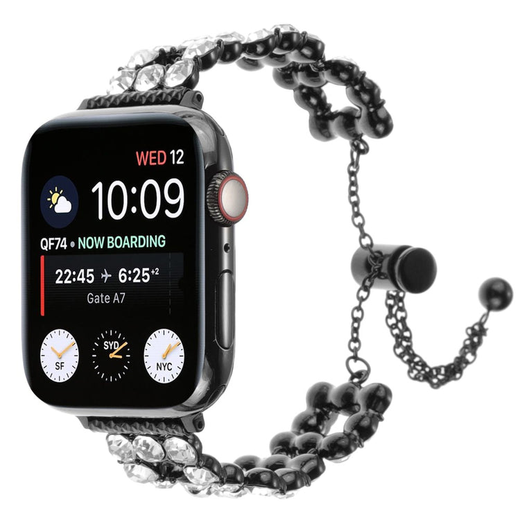 Tough Apple Smartwatch Metal And Rhinestone Universel Strap - Black#serie_1