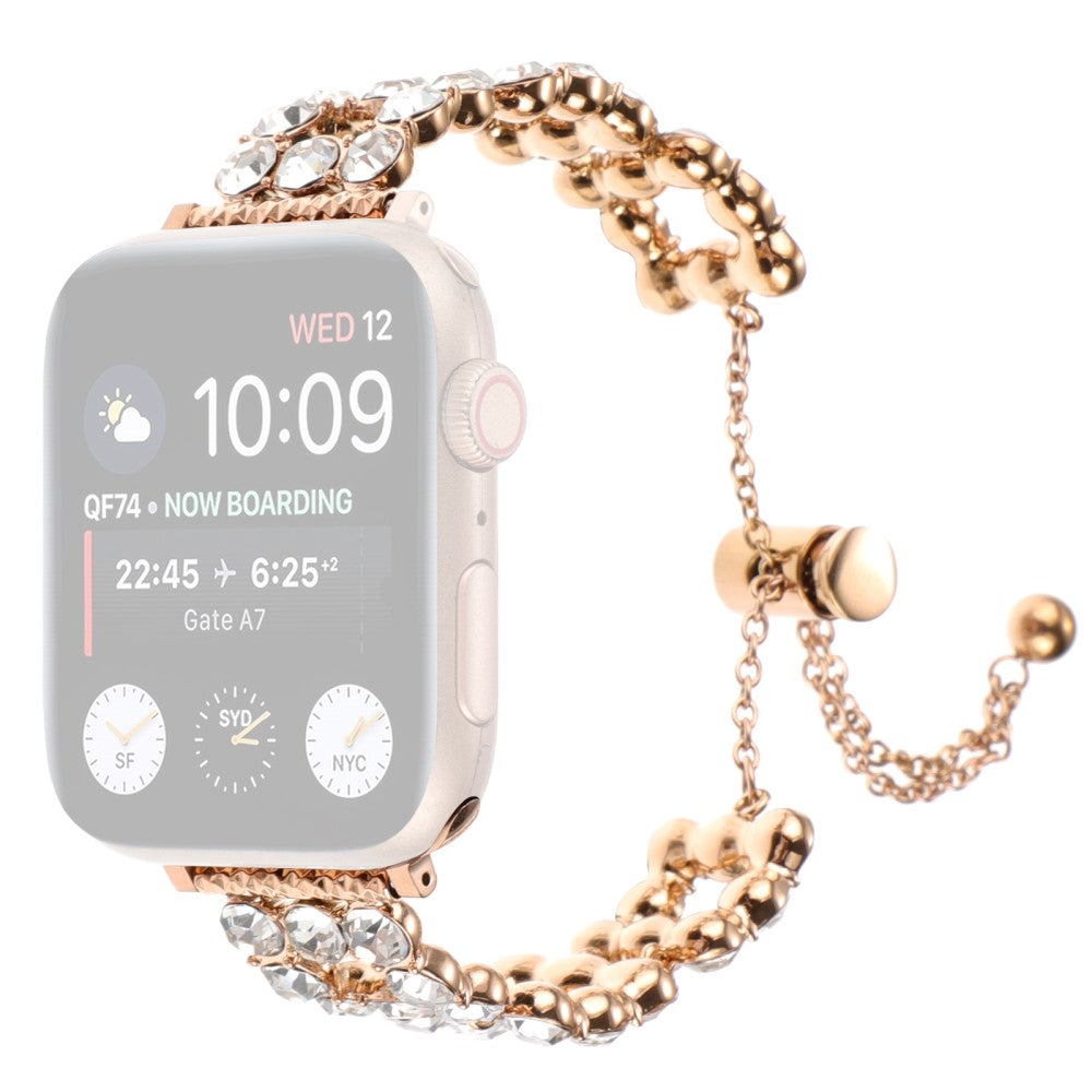 Tough Apple Smartwatch Metal And Rhinestone Universel Strap - Pink#serie_3