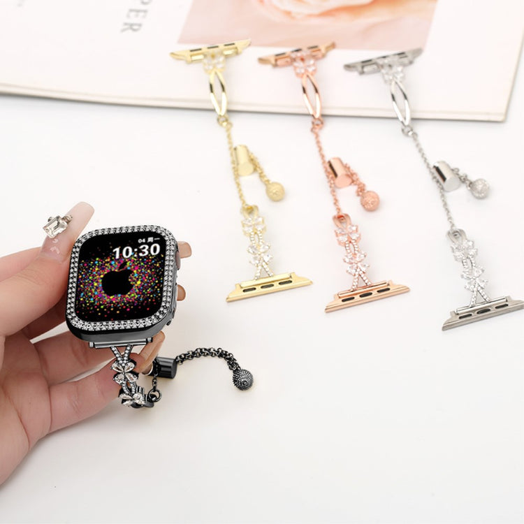 Rhinestone Flower Copper Band for Apple Watch Ultra 2 Ultra 49mm / Series 9 8 7 45mm / 6 5 4 SE (2022) SE (2023) SE 44mm / 3 2 1 42mm Bracelet - Black#serie_1