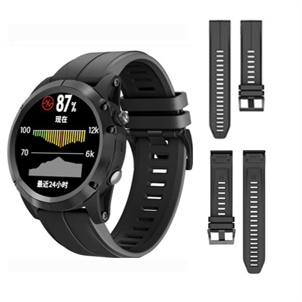 Very Stylish Garmin Smartwatch Silicone Universel Strap - Black#serie_1