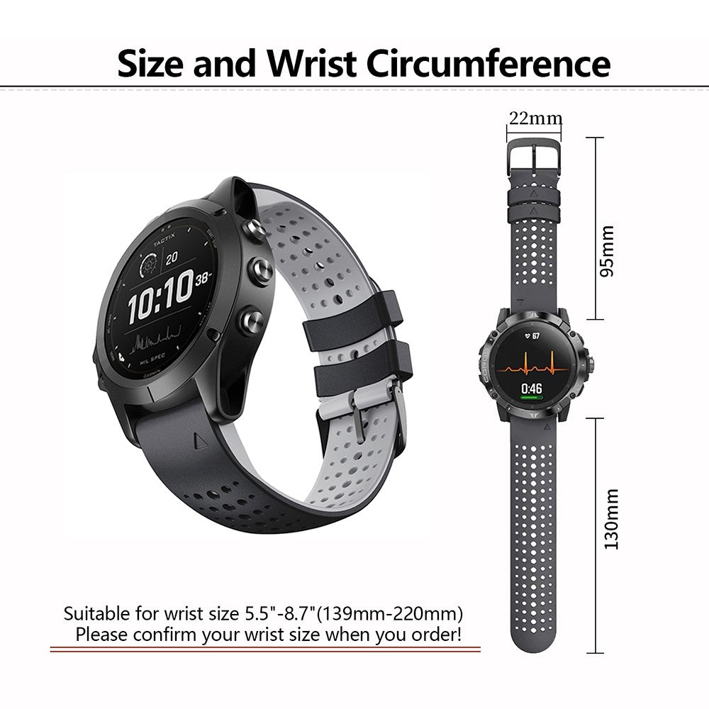 KALEBOL KLB-SSYKGJ-001 For Garmin Fenix 7  /  7 Pro Watch Bracelet Dual Color QuickFit 22mm Replacement Strap - Black+Grey#serie_3