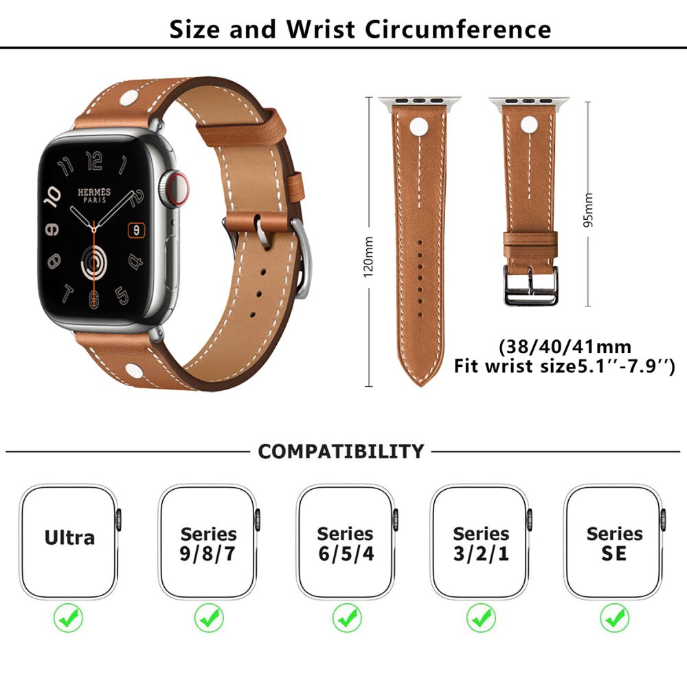 Elegant Apple Smartwatch Genuine Leather Universel Strap - Brown#serie_2