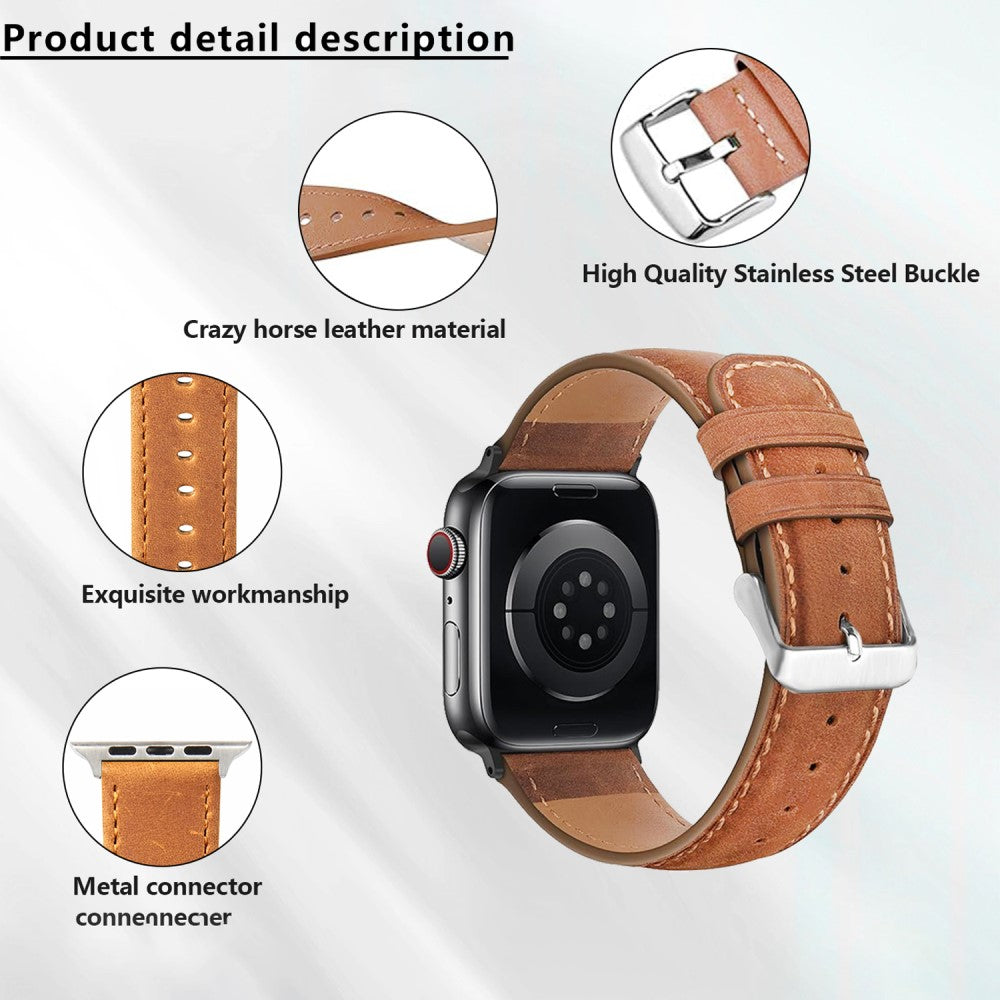 Tough Apple Smartwatch Genuine Leather Universel Strap - Brown#serie_1