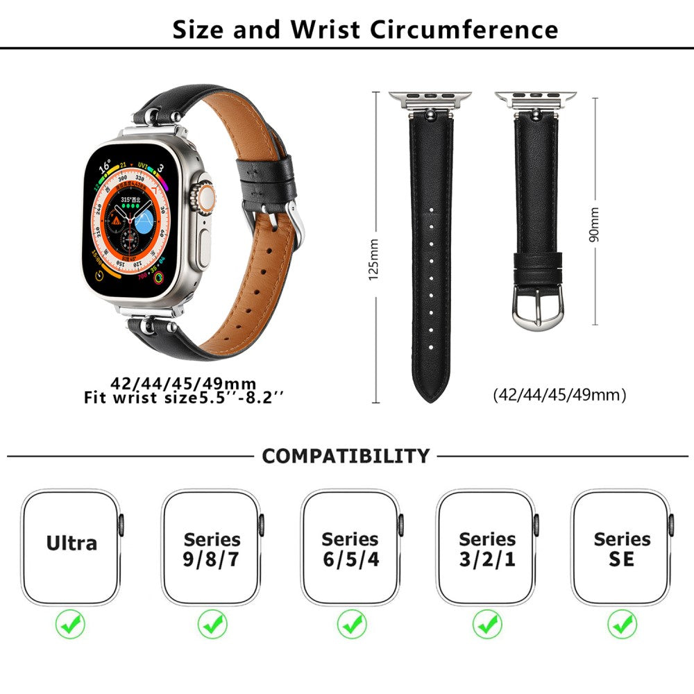 Superb Apple Smartwatch Pu Leather Universel Strap - Black#serie_8