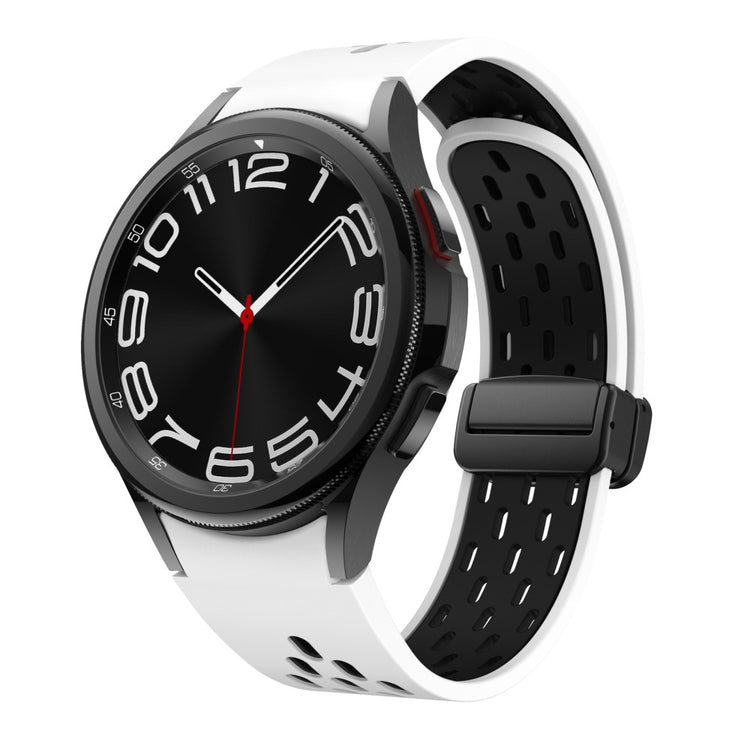 KALEBOL KLB-SSCXKGJ-002 For Samsung Galaxy Watch4  /  Watch 5  /  Watch 5 Pro  /  Watch6 Strap with Magnetic Buckle - White / Black+Black Buckle#serie_2