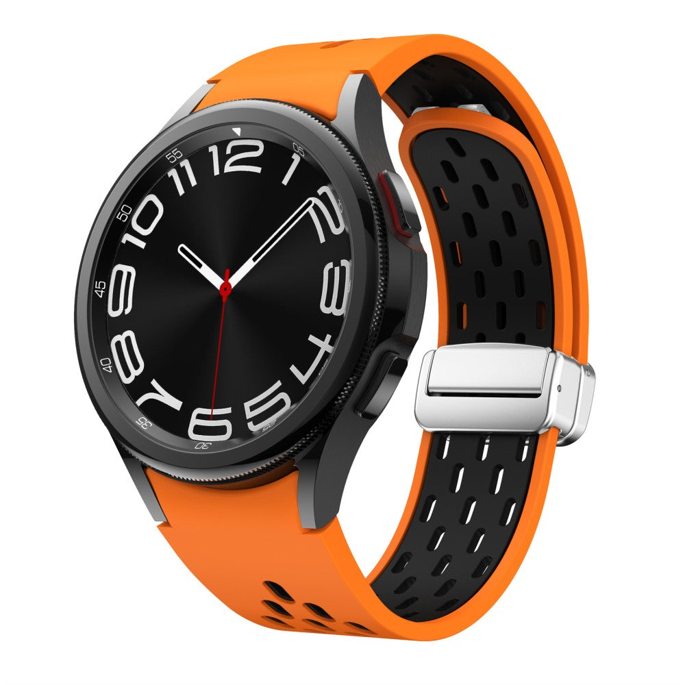 KALEBOL KLB-SSCXKGJ-002 For Samsung Galaxy Watch4  /  Watch 5  /  Watch 5 Pro  /  Watch6 Strap with Magnetic Buckle - Orange / Black+Silver Buckle#serie_15