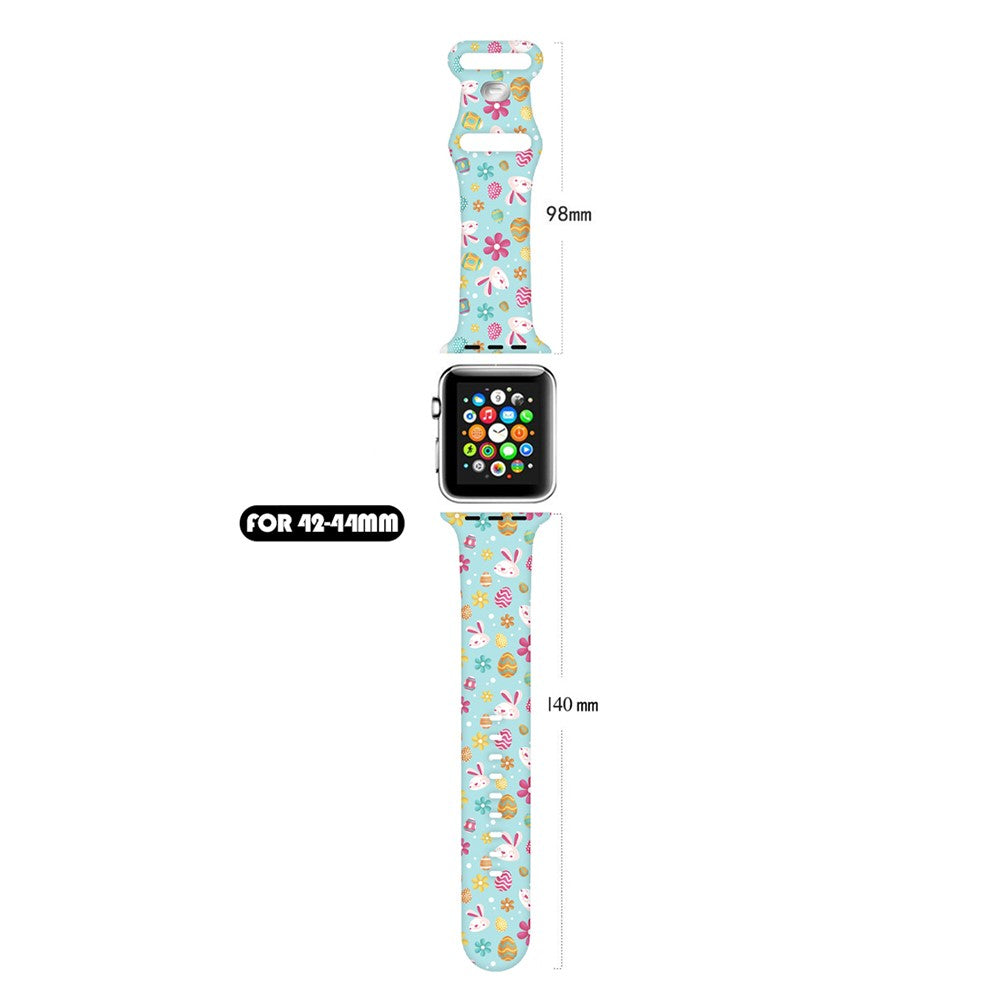 For Apple Watch Ultra 2 Ultra 49mm / 9 8 7 45mm / 6 5 4 SE (2022) / (2023) / SE 44mm / 3 2 1 42mm Pattern Silicone Watch Band - Easter Pattern 4#serie_4