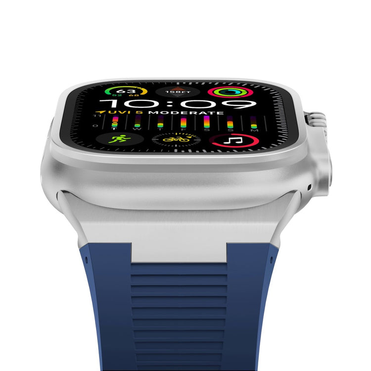 For Apple Watch Series 9 8 7 41mm  /  6 5 4 SE (2022) SE (2023) SE 40mm  /  3 2 1 38mm Soft Silicone Watch Bracelet - Silver+Blue#serie_13