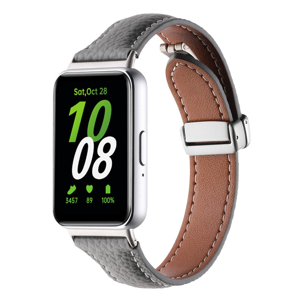 Super Cool Samsung Galaxy Fit 3 Genuine Leather Strap - Silver#serie_6